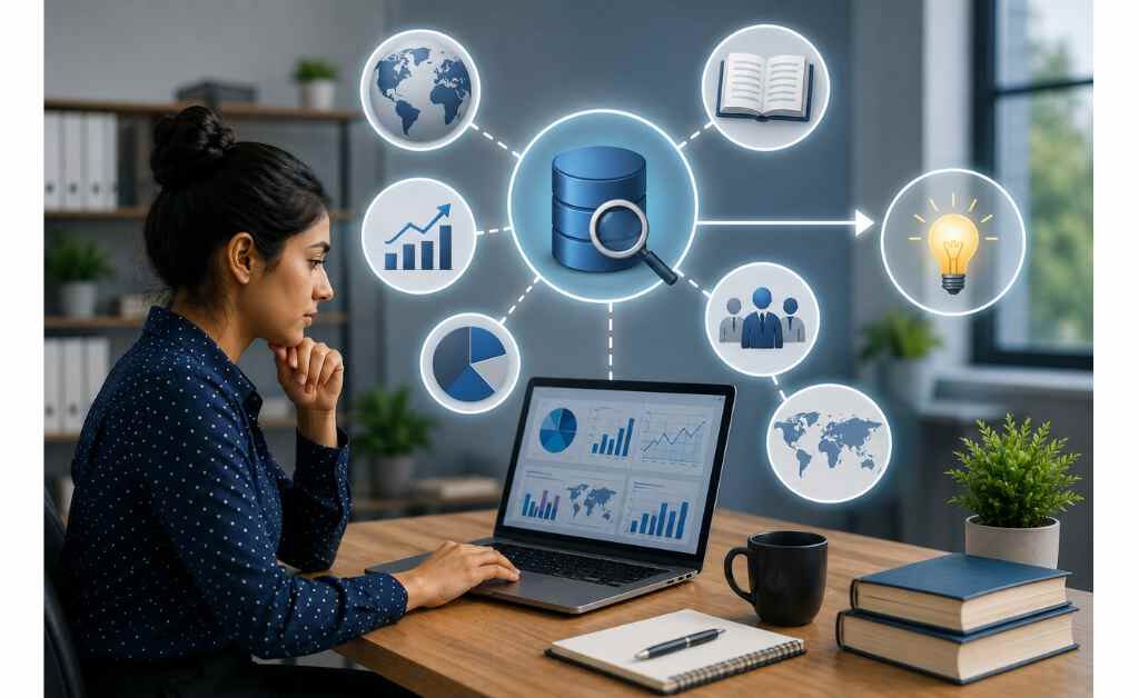 Illustration showing why secondary market research matters by using industry reports, market data, published studies, and existing databases to support faster, cost-effective business decision-making.
