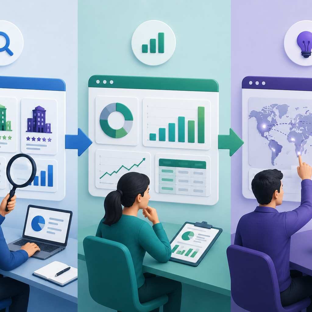 "Visual comparison of competitor research, competitor analysis, and competitive intelligence for business strategy and market insights."