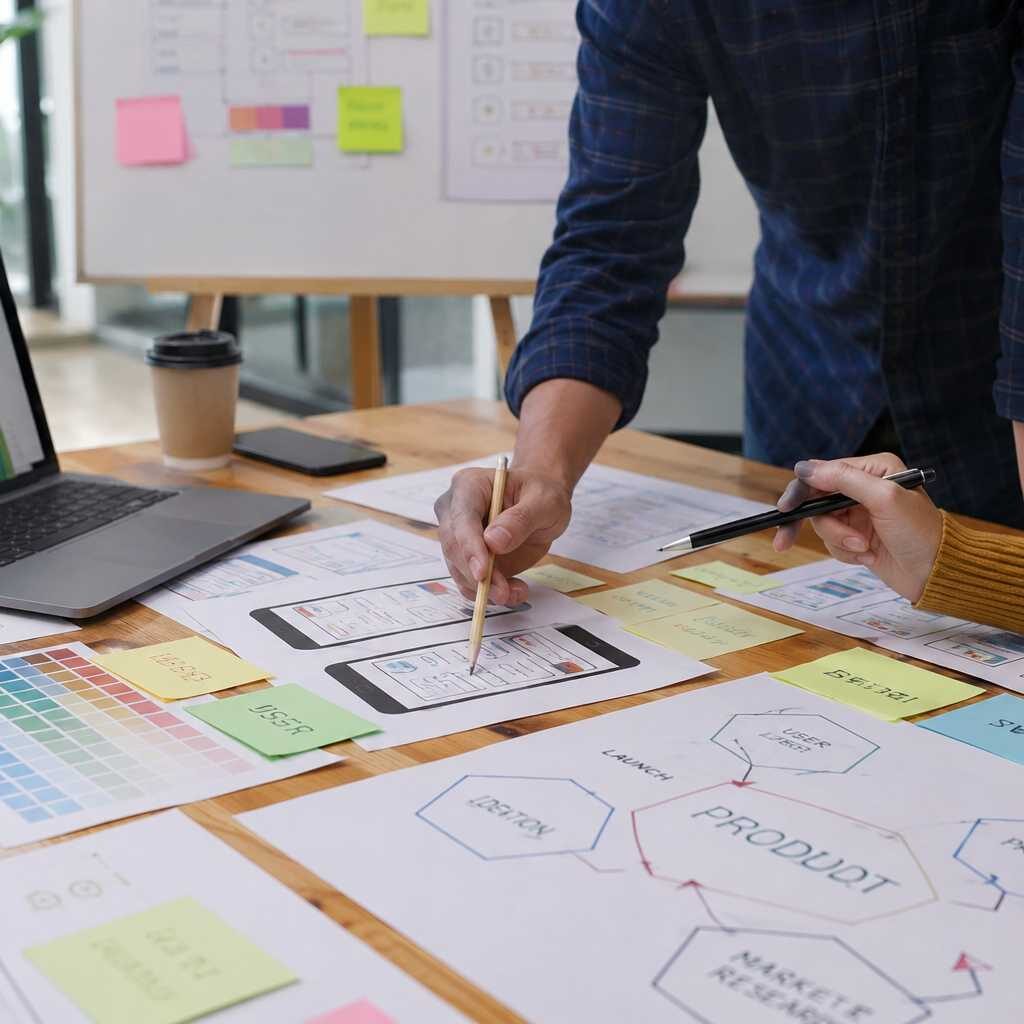 Product Marketing for Startups team collaborating on product launch strategy in a modern office