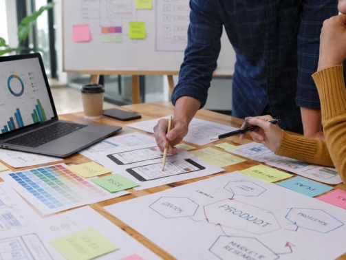 Product Marketing for Startups team collaborating on product launch strategy in a modern office