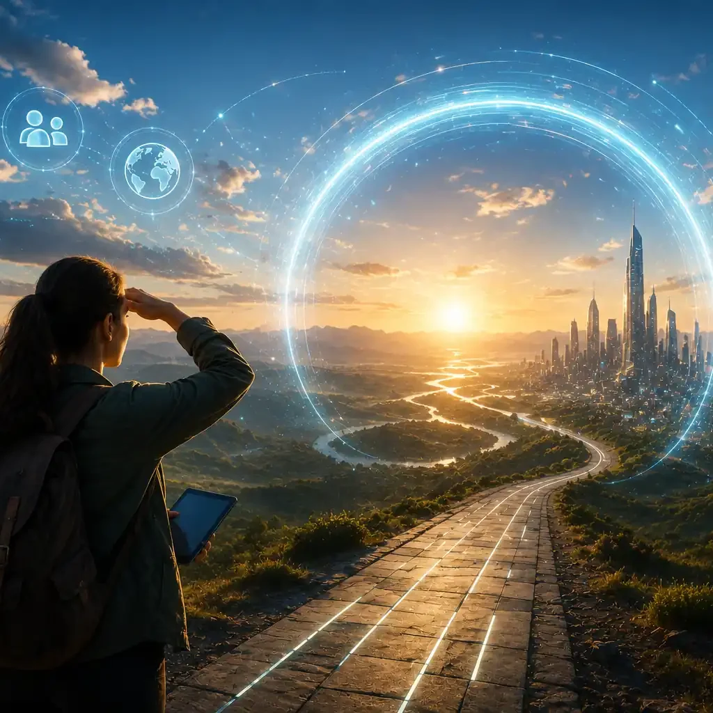 "Futuristic discovery concept showing advanced technologies, digital intelligence, and emerging innovations shaping the future of research and knowledge exploration."